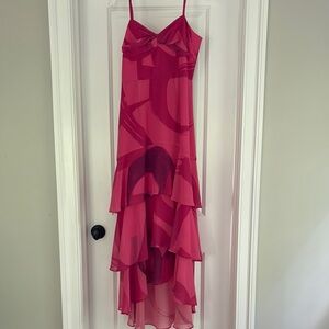 Hutch Pink Asymmetrical Ruffled Sundress